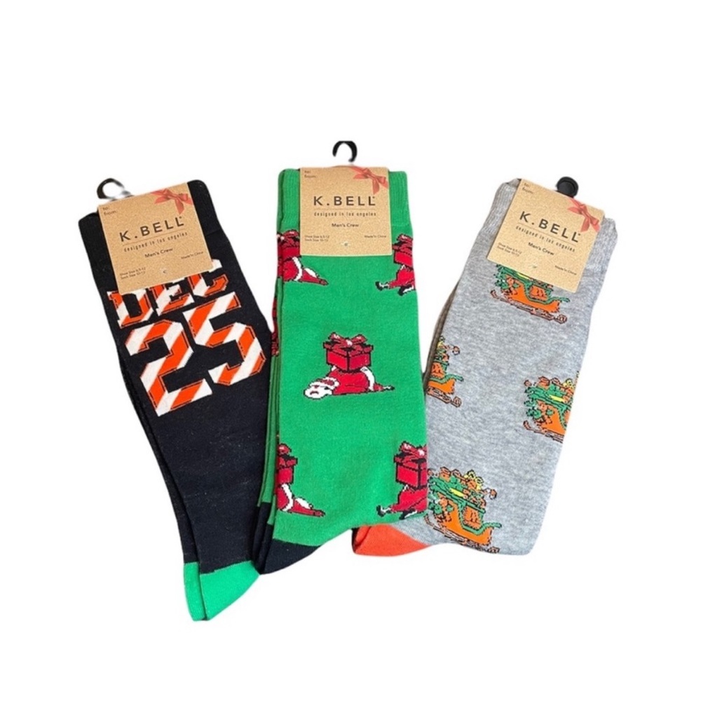 K. Bell NWT 3 pairs Christmas Holiday themed cotton blend men’s or unisex socks